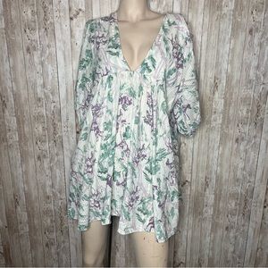 Kimchi Blue Mini Dress Tunic Top V-Neck Balloon Sleeves Horse Print Large